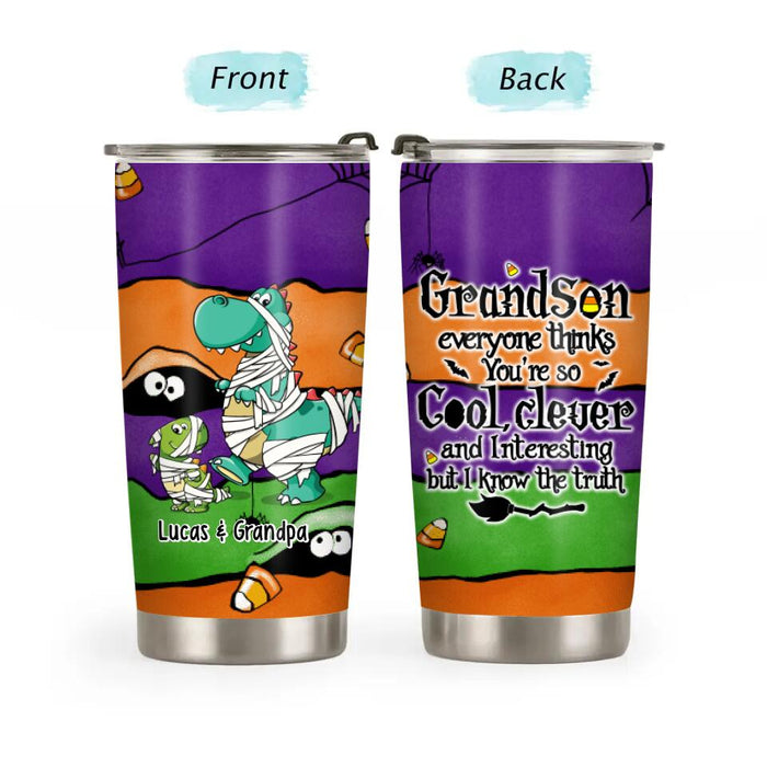 Dinosaur Grandpa and Grandson - Halloween Personalized Gifts Custom Tumbler for Son