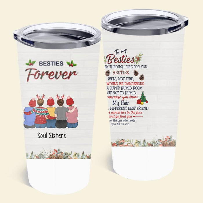 Personalized Tumbler, Up To 5 Girls, Christmas Besties - Gift For Sisters, Best Friends