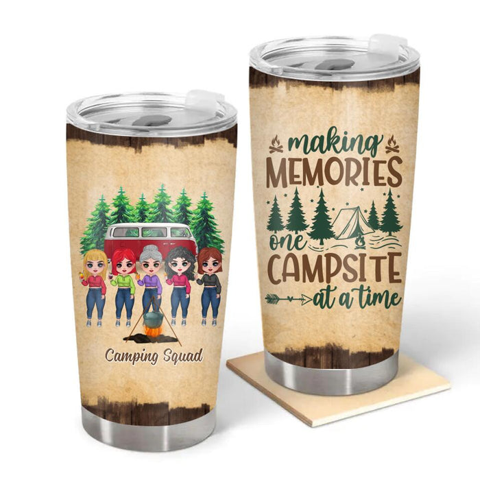 Personalized Tumbler, Gift For Sisters, Best Friends, Camping Lovers, Up To 5 Girls, Sisters Drinking, Making Memories One Campsite At A Time