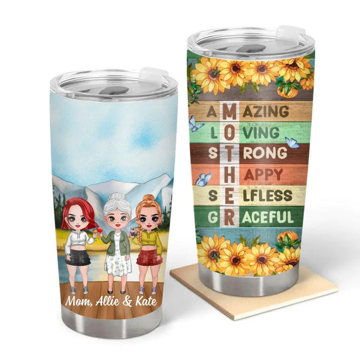 Up to 2 Daughters Mom Amazing Loving - Personalized Gifts Custom Tumbler for Daughter for Mom
