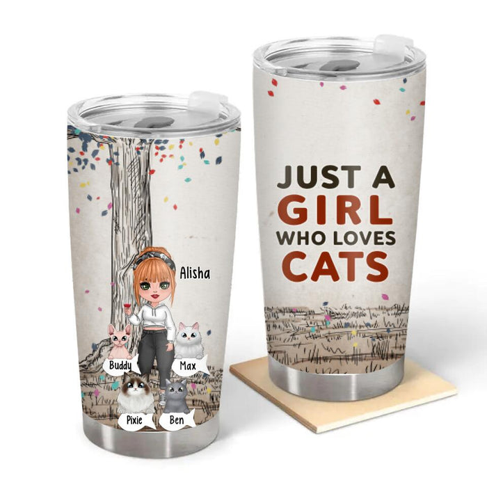 Just a Girl Who Loves Cats - Personalized Gifts Custom Cat Tumbler for Cat Mom, Cat Lovers