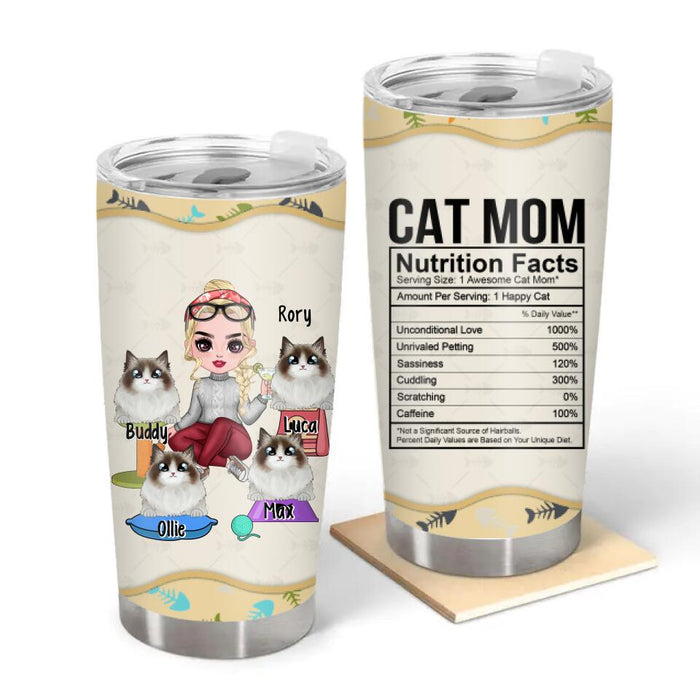 Up to 4 Cats and Cat Mom - Personalized Gifts Custom Cat Tumbler for Cat Mom, Cat Lovers