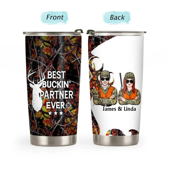 Best Buckin' Partner Ever - Personalized Tumbler For Couples, Friends, Hunting