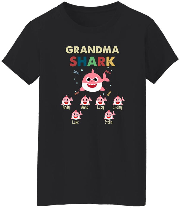 Grandma Shark Doo Doo Doo - Personalized Gifts Custom Shirt For Grandparent