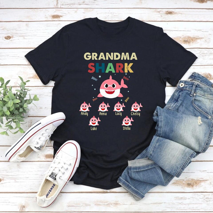 Grandma Shark Doo Doo Doo - Personalized Gifts Custom Shirt For Grandparent