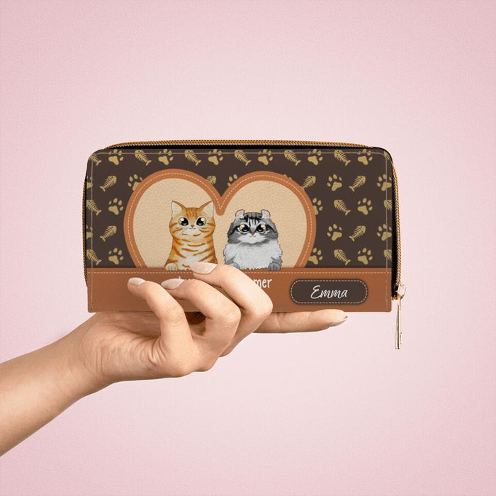 Custom Cat Purse Paw Love Heart - Personalized Wallet Gifts for Cat Mom, Cat Lovers