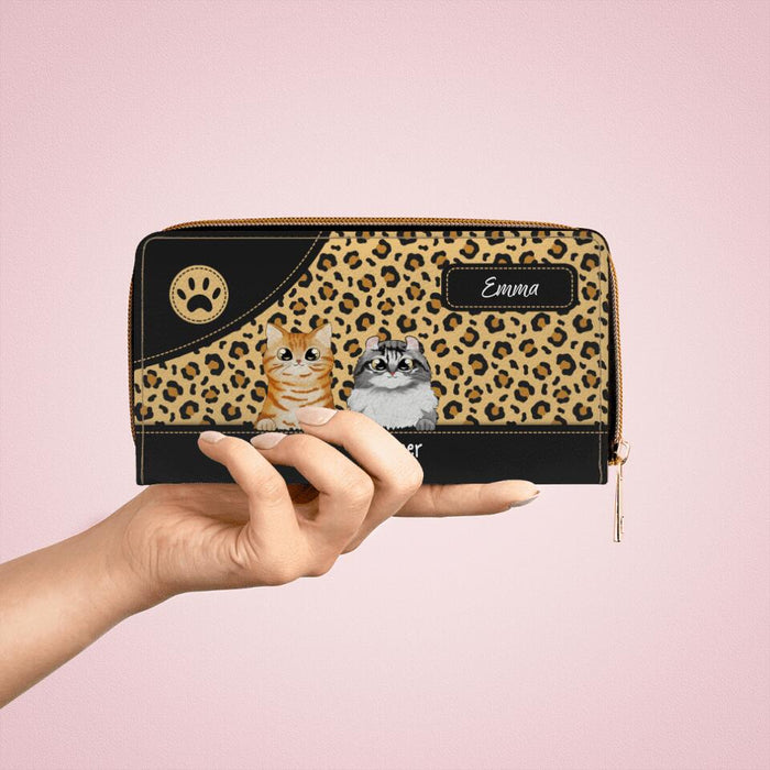 Custom Cat Purse Leopard Sublimation - Personalized Wallet Gifts for Cat Mom, Cat Lovers