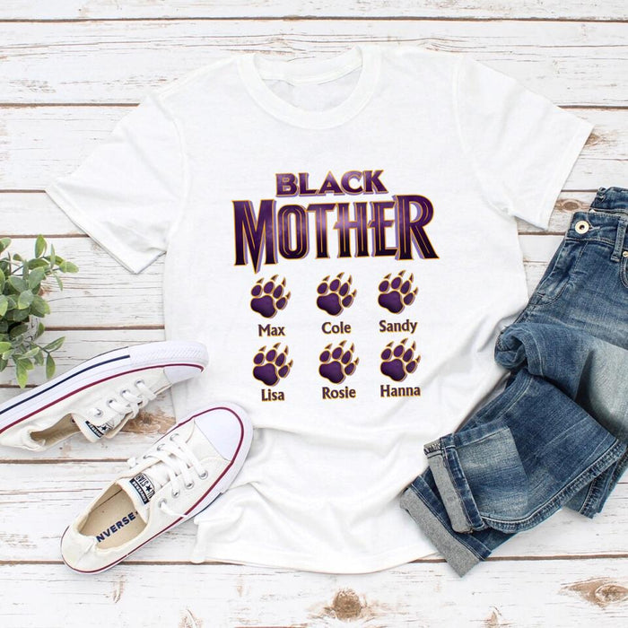 Black Mother Kids Names - Mother's Day Personalized Gifts Custom Shirt for Black Mom