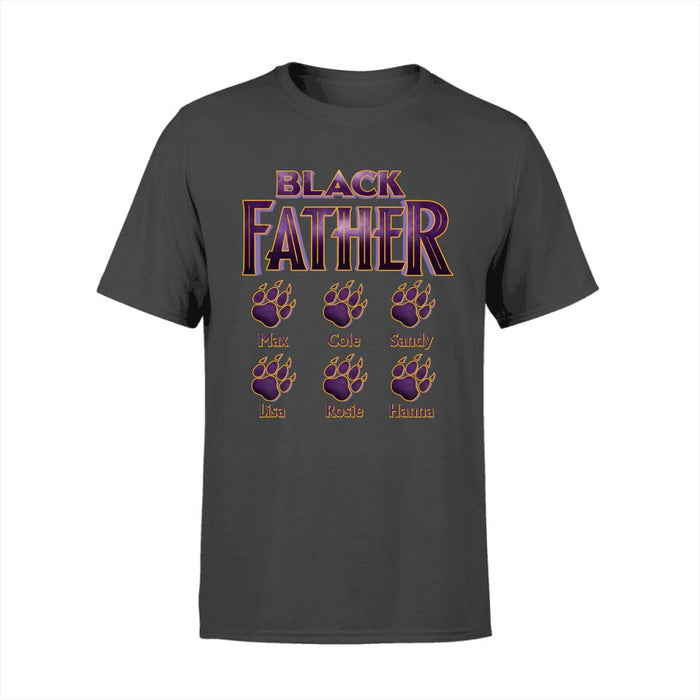 Black Father with Kids Names - Personalized Gifts Custom Funny Shirt For Dad, Funny Gifts