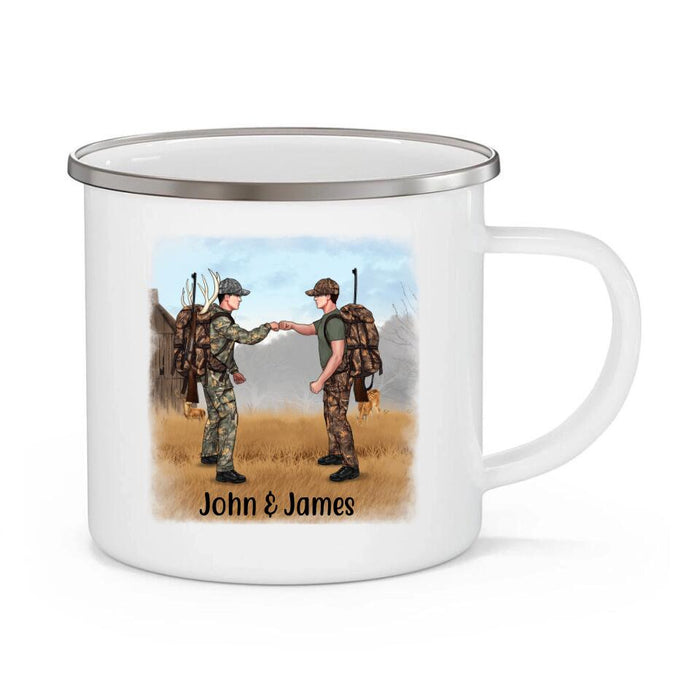 Best Buckin Partner Ever - Personalized Gifts Custom Hunting Enamel Mug for Friends and Couples, Hunting Lovers