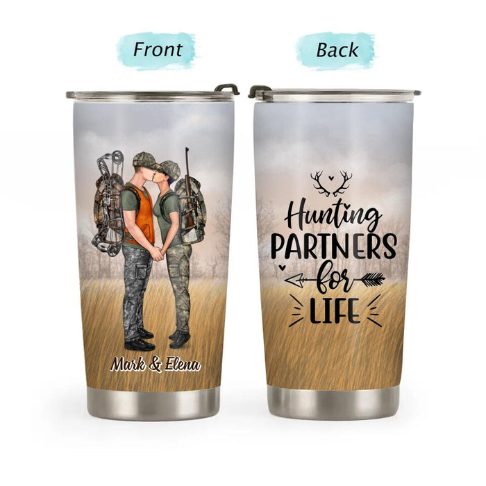 Best Buckin' Partner Ever Couple Kissing - Personalized Gifts Custom Tumbler for Couples, Hunting Lovers