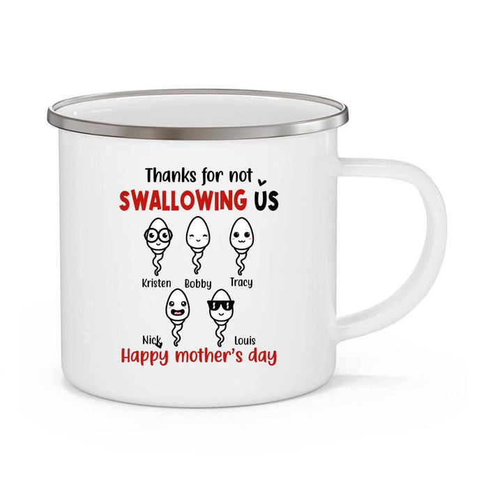Thanks for Not Swallowing Us - Personalized Gifts Custom Enamel Mug for Mom