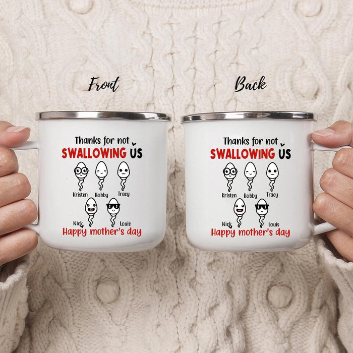 Thanks for Not Swallowing Us - Personalized Gifts Custom Enamel Mug for Mom