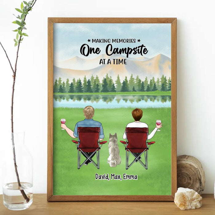 Making Memories One Campsite at a Time - Personalized Gifts Custom Camping Poster for Couples, Camping Lovers, and Dog Lovers