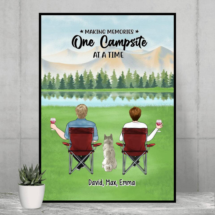 Making Memories One Campsite at a Time - Personalized Gifts Custom Camping Poster for Couples, Camping Lovers, and Dog Lovers