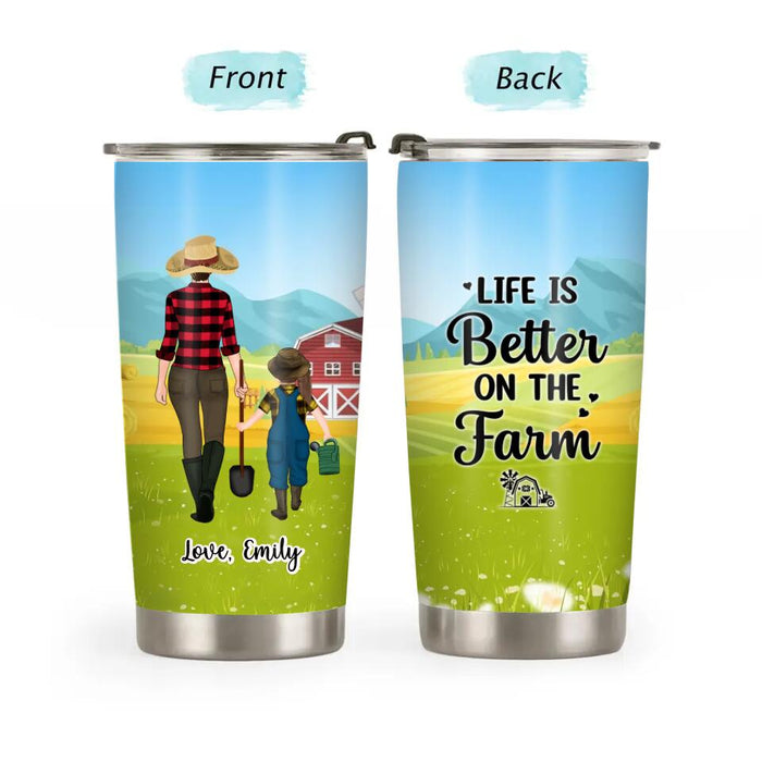 Life Is Better On The Farm Mother And Son Daughter - Personalized Gifts Custom Farmer Tumbler, Farmers Gifts