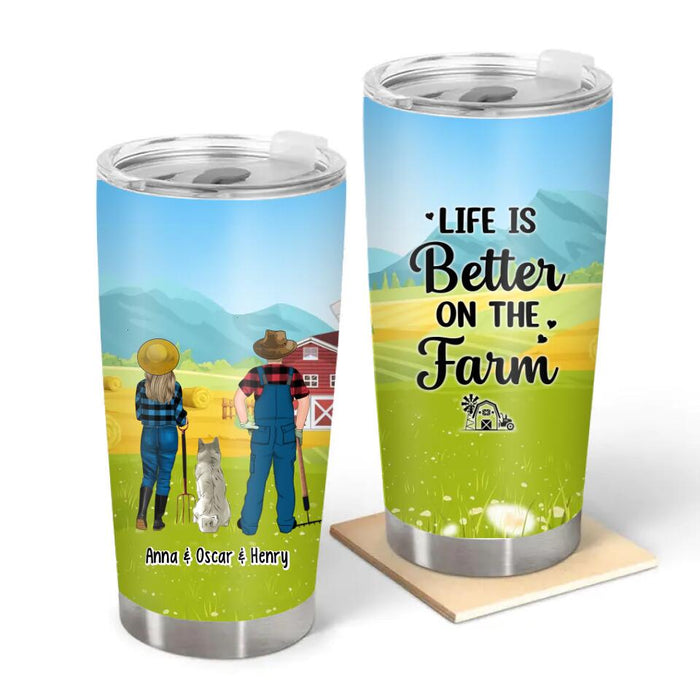 And So Together We Built a Life We Loved - Personalized Gifts Custom Farmer Tumbler for Couples, Farmer, Dog Lovers