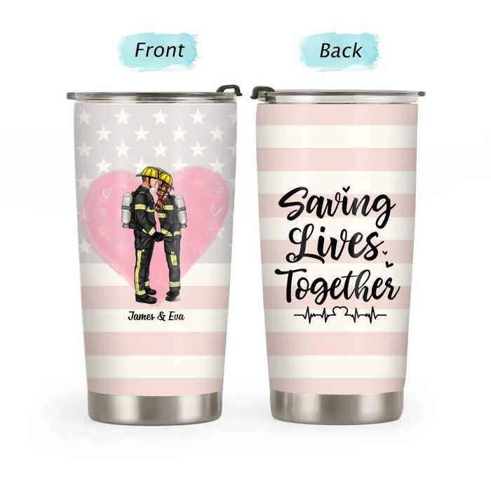 Only a Life Lived for Others Is a Life Worthwhile - Personalized Gifts Custom Firefighter Tumbler for Couples, Firefighter Gifts