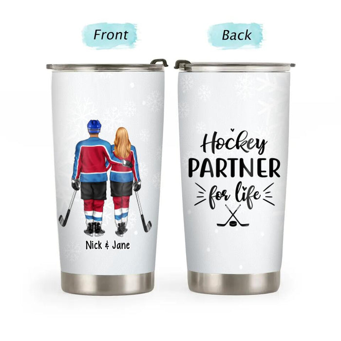 Hockey Partners for Life - Personalized Gifts Custom Hockey Tumbler for Couples, Hockey Lovers