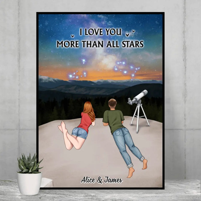 I Love You More Than All Stars - Personalized Gifts Custom Astronomy Poster For Couples, For Family, Astronomy Lovers