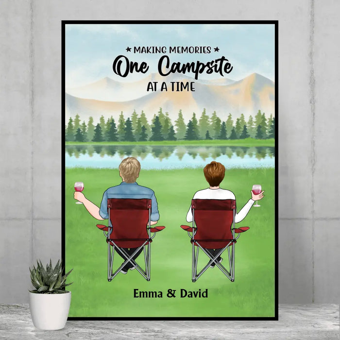 Making Memories One Campsite At A Time - Personalized Gifts Custom Camping Poster For Couples, For Family, Camping Lovers