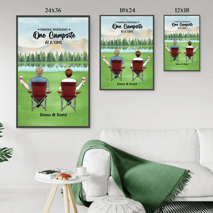 Making Memories One Campsite At A Time - Personalized Gifts Custom Camping Poster For Couples, For Family, Camping Lovers