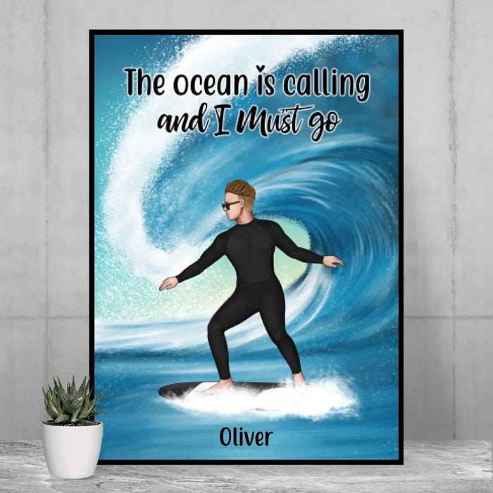 Personalized Poster, Surfing Solo Sideview Custom Gift For Surfers