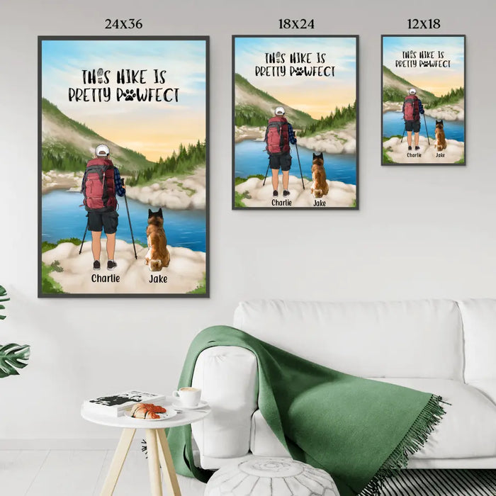Personalized Poster, Man Hiking With Dogs, Gift for Hiking and Dog Lovers