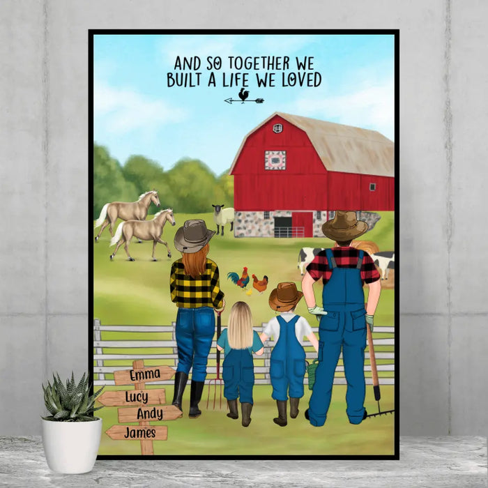 Personalized Poster, Farming Family With Animals, Gift For Farmers