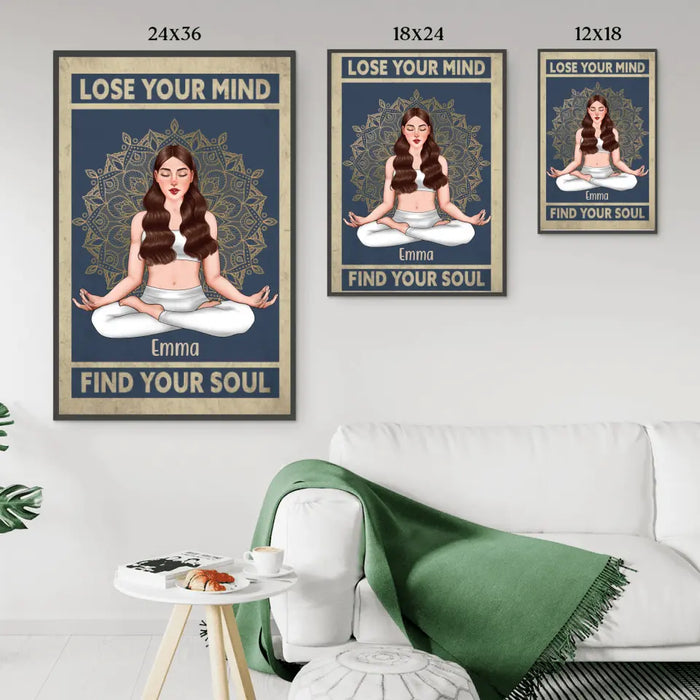 Personalized Poster, Yoga Mandala Girl, Gift For Yoga Lovers