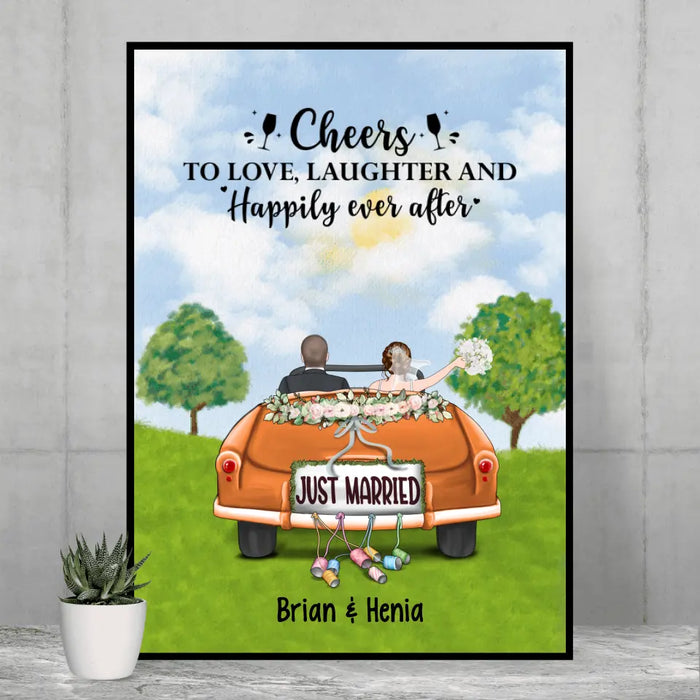 Personalized Poster, Cheers To Love Laughter And Happily Ever After, Wedding Gifts, Marriage Anniversary Gifts