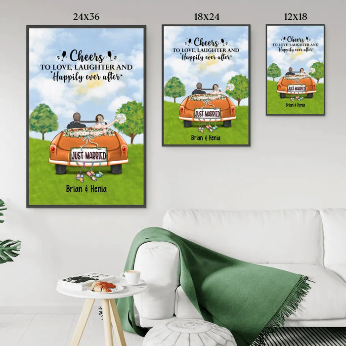 Personalized Poster, Cheers To Love Laughter And Happily Ever After, Wedding Gifts, Marriage Anniversary Gifts