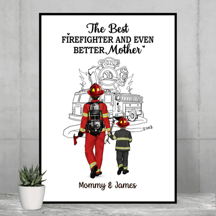 The Best Firefighter - Personalized Gifts Custom Firefighter Poster for Family, for Mom, Firefighter Gifts