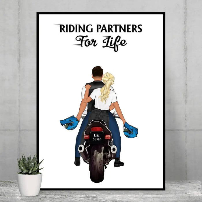 Riding Partners for Life - Personalized Gifts Custom Motorcycle Poster for Couples, Motorcycle Lovers