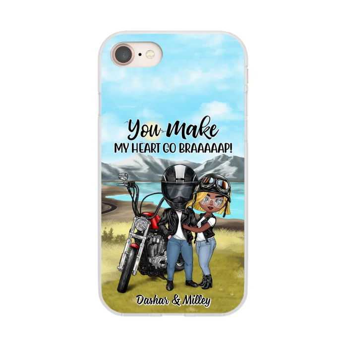 Motorcycle Couple Hugging, Riding Partners Motorcycle Couple Hugging, Riding Partners