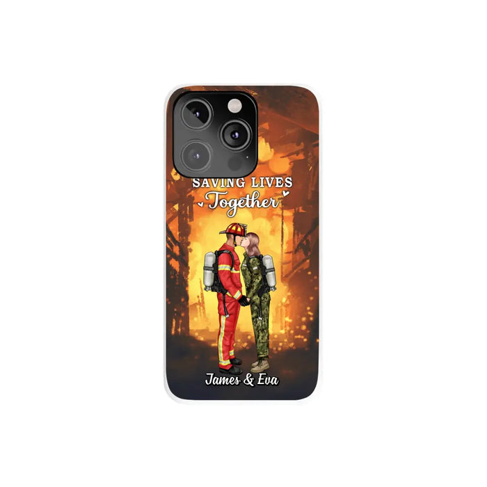 Saving Lives Together - Personalized Phone Case Firefighter, EMS, Nurse, Police Officer, Military