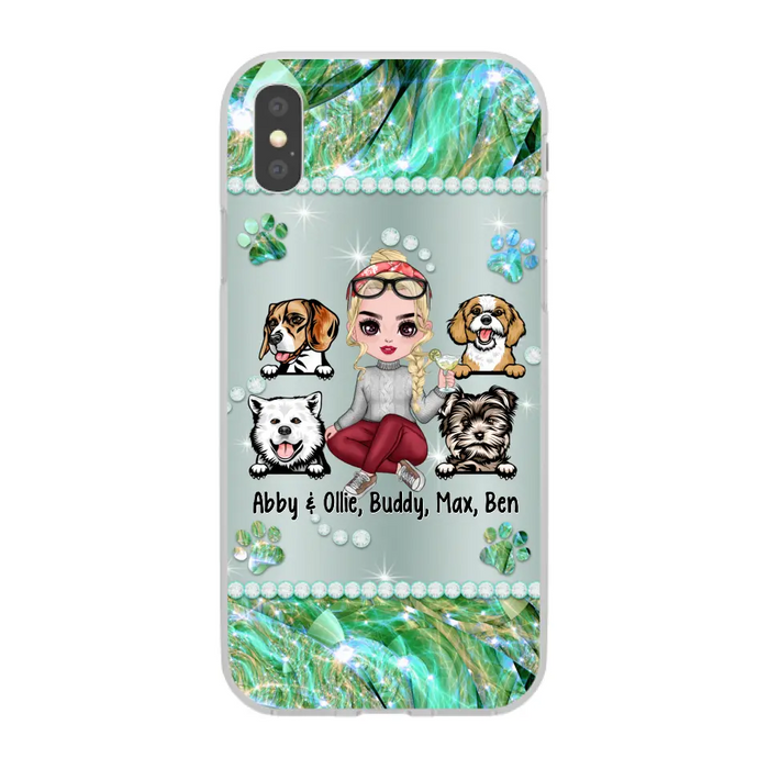 Up to 4 Dogs Chibi Dog Mom - Personalized Gifts Custom Dog Phone Case for Dog Mom, Dog Lovers