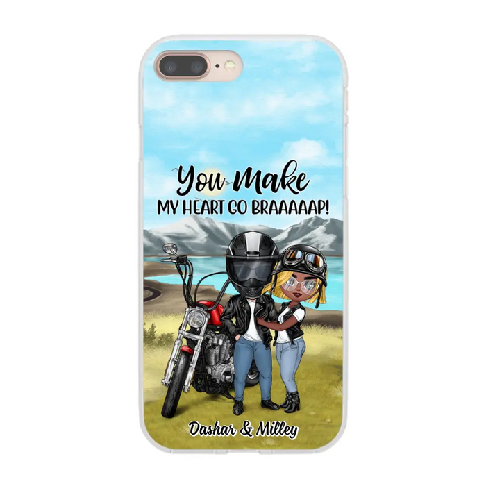 Motorcycle Couple Hugging, Riding Partners - Personalized Phone Case For Motorcycle Lovers, Bikers