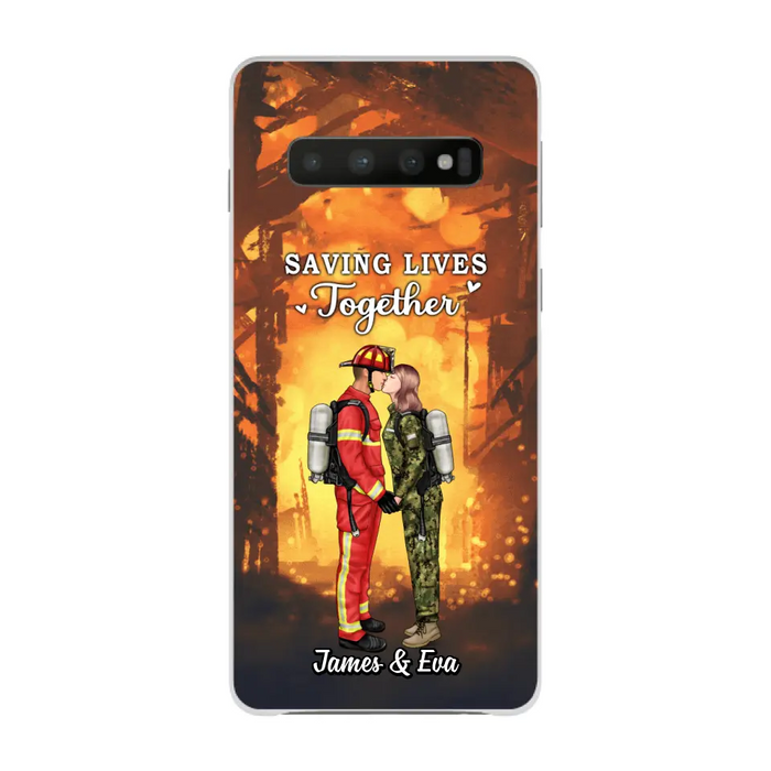Saving Lives Together - Personalized Phone Case Firefighter, EMS, Nurse, Police Officer, Military