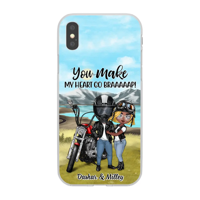 Motorcycle Couple Hugging, Riding Partners - Personalized Phone Case For Motorcycle Lovers, Bikers