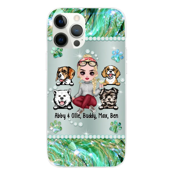Up to 4 Dogs Chibi Dog Mom - Personalized Gifts Custom Dog Phone Case for Dog Mom, Dog Lovers