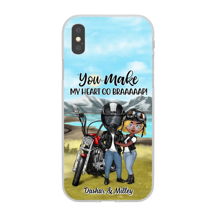 Motorcycle Couple Hugging, Riding Partners - Personalized Phone Case For Motorcycle Lovers, Bikers