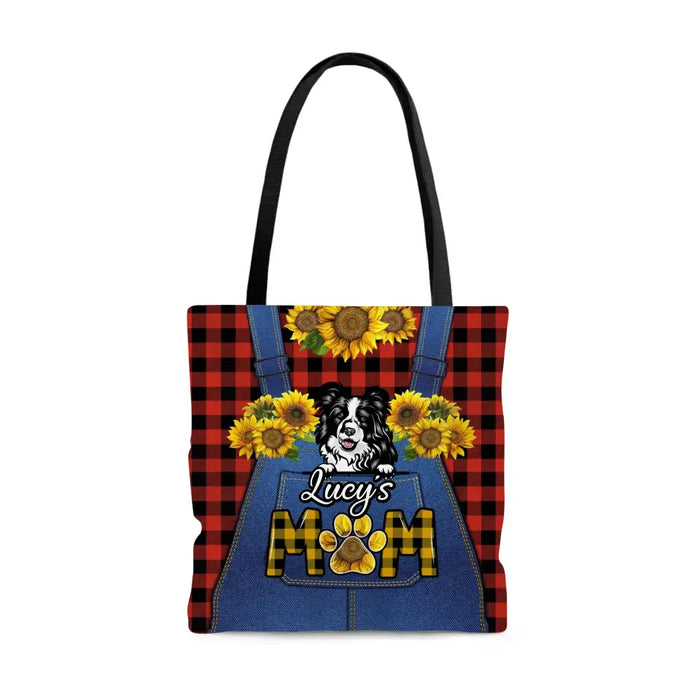 Personalized Dog Sunflower Denim Overalls Tote Bag, Gifts For Dog Mom, Dog Lovers