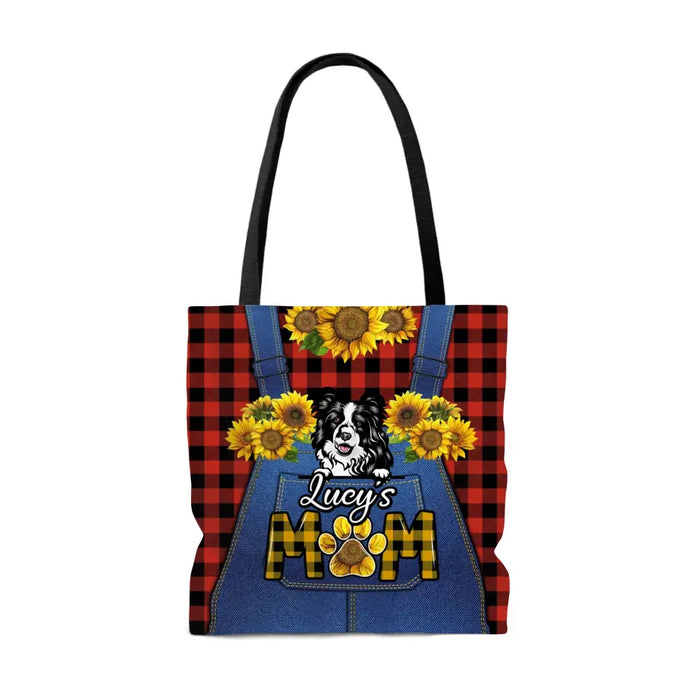 Personalized Dog Sunflower Denim Overalls Tote Bag, Gifts For Dog Mom, Dog Lovers