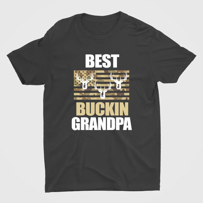 Best Buckin Grandpa - Personalized Gifts Custom Hunting Shirt for Grandpa, Hunting Lovers