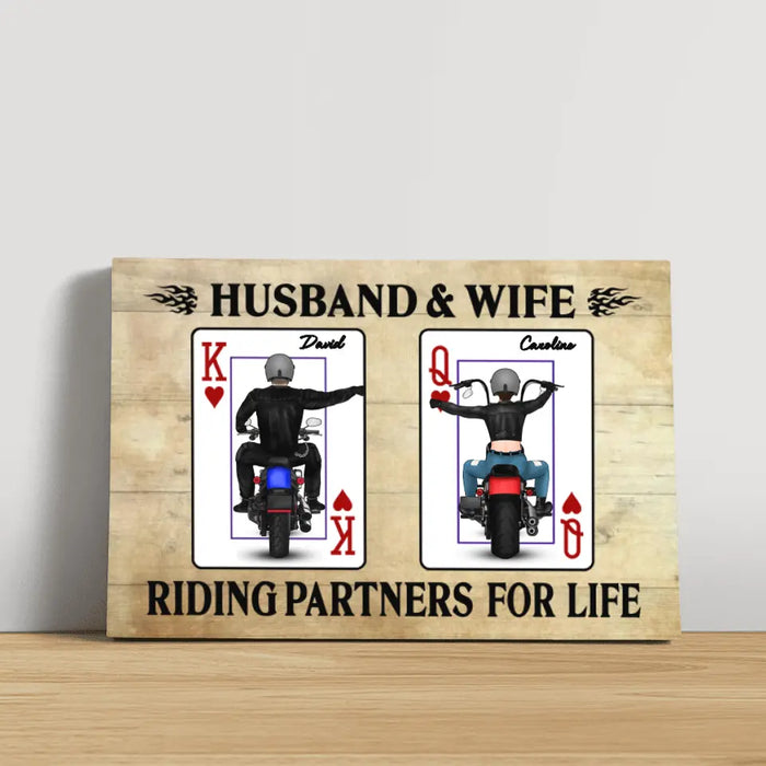 Riding Partners for Life - Personalized Gifts for Custom Motorcycle Canvas for Couples, Motorcycle Lovers