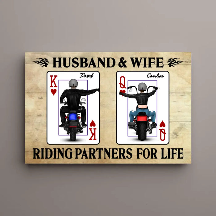 Riding Partners for Life - Personalized Gifts for Custom Motorcycle Canvas for Couples, Motorcycle Lovers