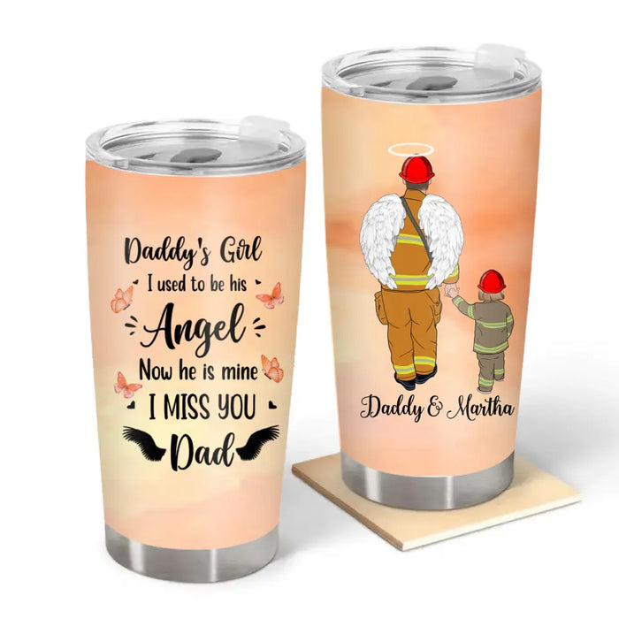 Firefighter Dad and Daughter - Personalized Gifts Custom Memorial Tumbler for Dad, Memorial Gifts