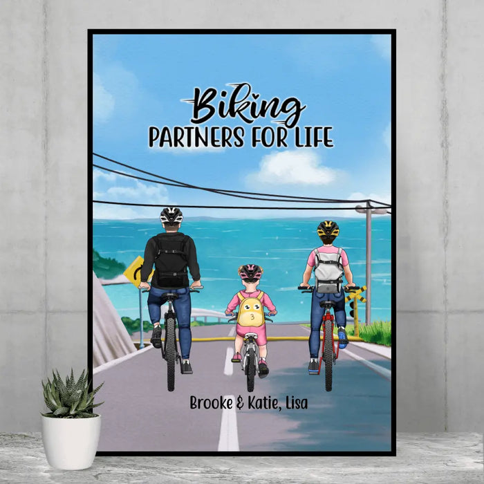Biking Partners for Life - Personalized Gifts Custom Biking Poster for Family, Couples, Cycling Lovers