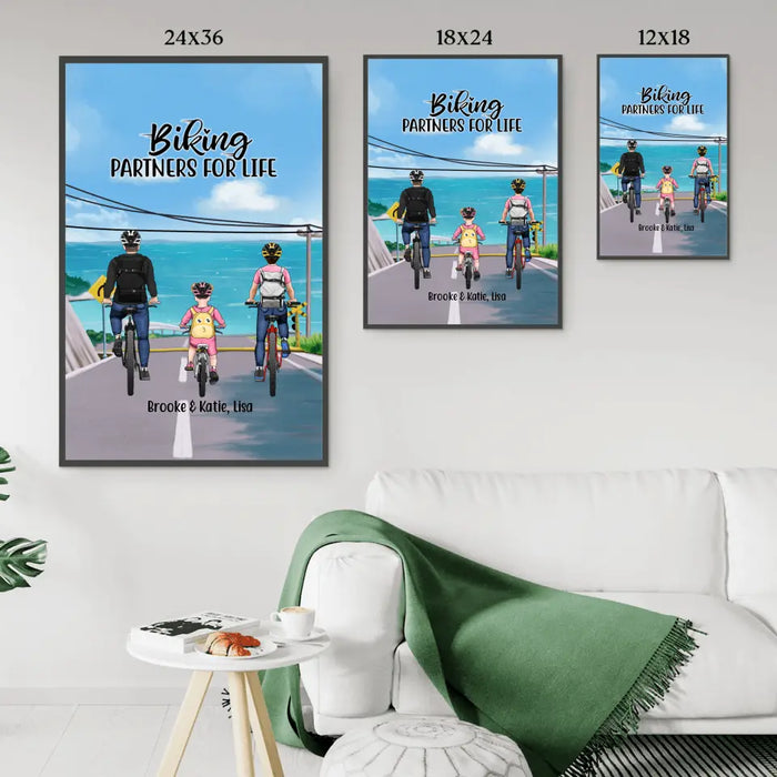 Biking Partners for Life - Personalized Gifts Custom Biking Poster for Family, Couples, Cycling Lovers